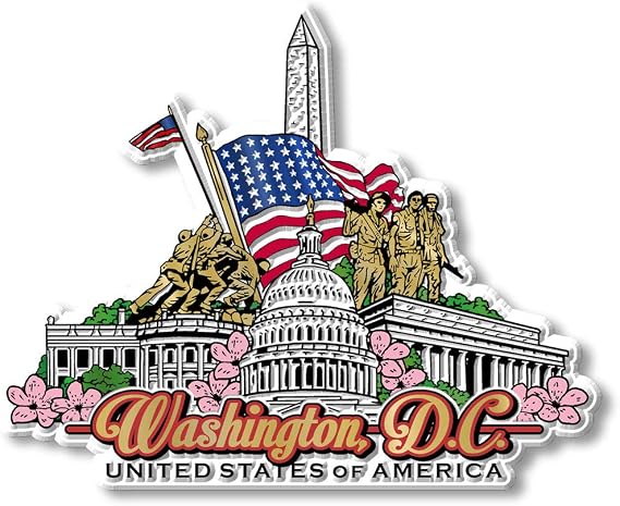 Washington, D.C. Magnet by Classic Magnets, 3D Rubber Vintage-Style Collectible Souvenirs and Gifts Made in the USA, 4.4" x 3.6"
