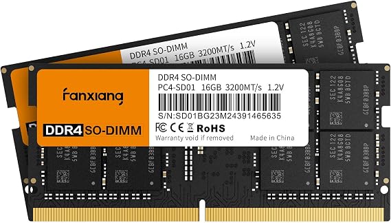 Fanxiang DDR4 3200Mhz 2x 16GB 32GB Laptop Memory SODIMM 260Pin 1.2V CL22 Intel AMD Compatible Laptop Memory Module for Improved Gaming Performance and Smooth Multitasking Ideal for Multitasking