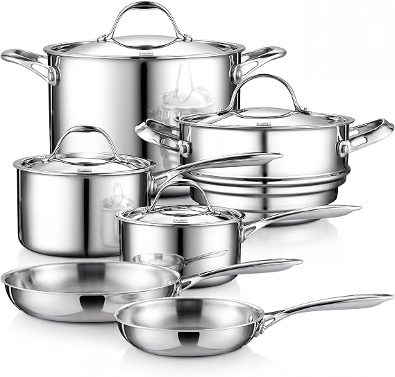 Cooks Standard Multi-Ply Clad Stainless Steel Pots and Pans Set, 10-pc