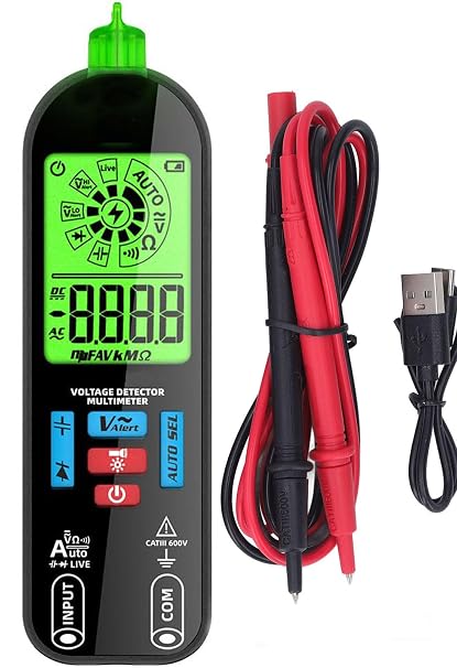 Digital Multimeter, AC DC Volt Meters and Multimeters, Rechargeable Pocket Multimeter, 2.1 in LCD Mini Multimeter, Automatic Smart Digital Multimeter with Backlight