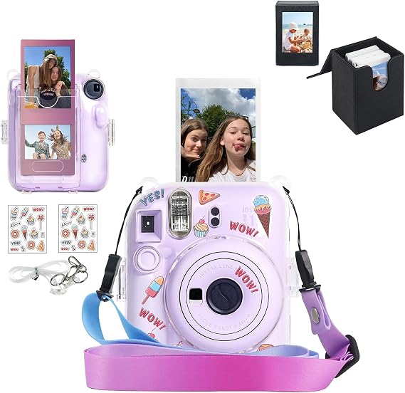 Instant Mini 12 Clear Case for Fujifilm Instax Mini 12 Instant Film Camera, Mini 12 Camera Protective Case with Mini 3 inch Film Picture Holder Case (No Camera)