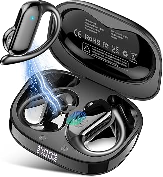 Open Ear Earbuds, Bluetooth 5.4 Wireless Earbuds with Ear Hooks, 32H HiFi Stereo Open Ear Headphones with Clear Calls, IPX7 Lightweight for Workouts and Running