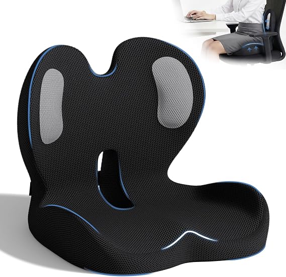 Seat Cushion,Memory Foam Chair Cushion for Office and Car | Ergonomic Design,Back Cushion for Tailbone,& Lower Back Pressure Relief,Lumbar Support Pilow for Office,Car,Truck,Desk Chair