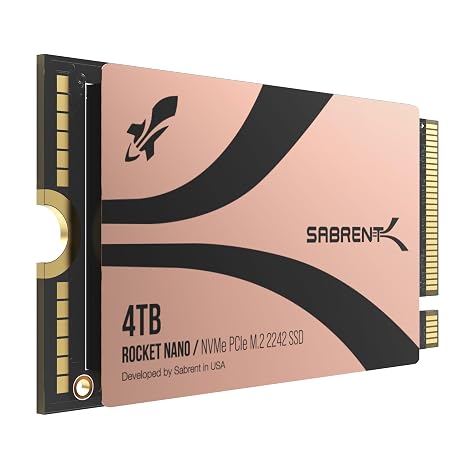 SABRENT Rocket 2242 4TB NVMe SSD, PCIe 4.0 M.2, 7300MB/s (SB-2742-4TB)