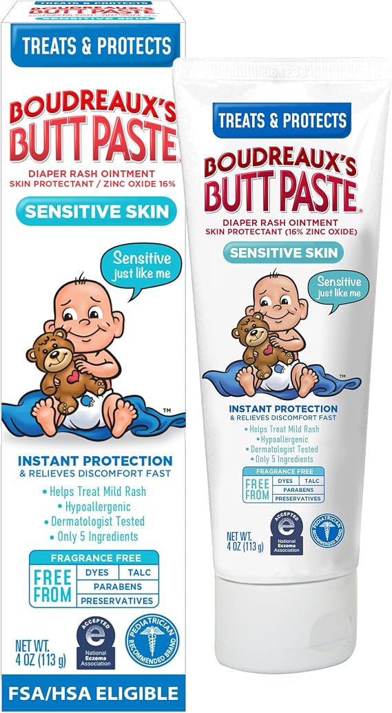 Boudreauxs Butt Paste Sensitive Diaper Rash Cream, 4 Oz