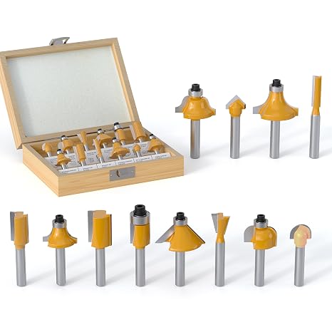 12 Pieces Tungsten Carbide Router Bit Set 1/4 Inch Shank