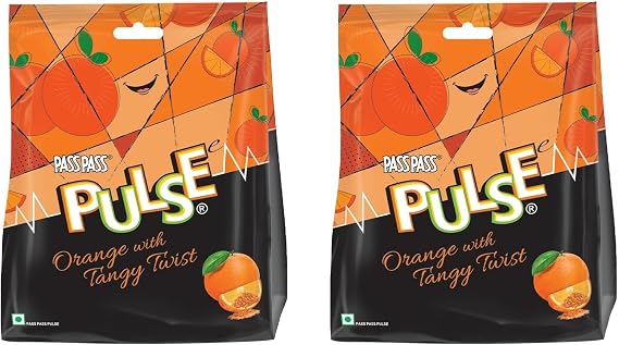 Pulse Orange Flavour Candies 190g – Tangy & Fruity Hard Candies | Orange Flavoured Sweets with Centre Filling | Individually Wrapped Treats (Pack of 2)