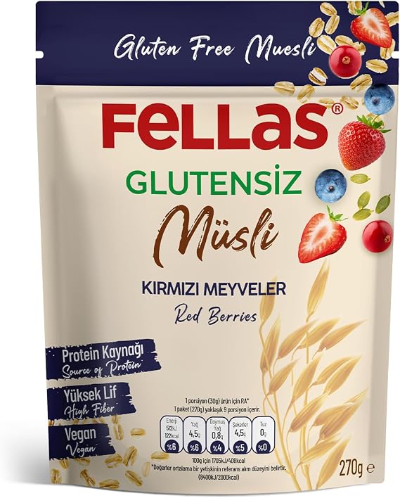 Fellas Gluten Free Muesli, Red Fruit, 270gr