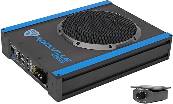 Rockville USS8 8" Slim Under-Seat Active Powered Car/Truck Subwoofer