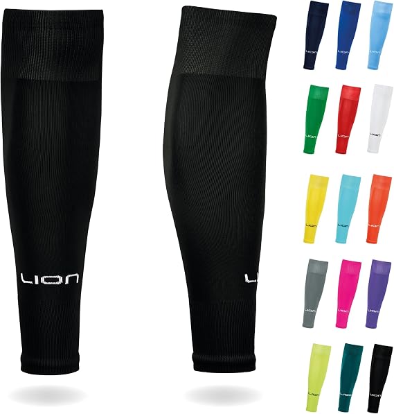 LION SPORTSWEAR Kids/Youth Football Sock Sleeves To Accompany Grip Socks - Fits Over Calf/Shin Pads - Variety Of Colors To Match Your Team Kit
