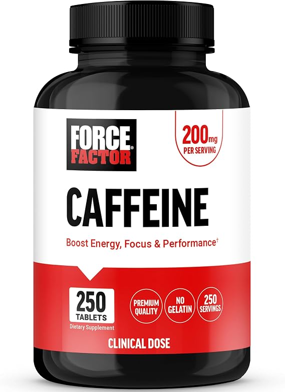 Force Factor Caffeine Pills 200mg, Boost Energy, Focus & Strength