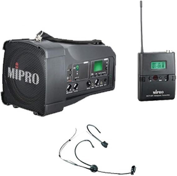 MIPRO MA-100SB/ACT-32T 50-Watt PA System with ACT32T MU53HN Headworn Wireless Microphone, 5NC