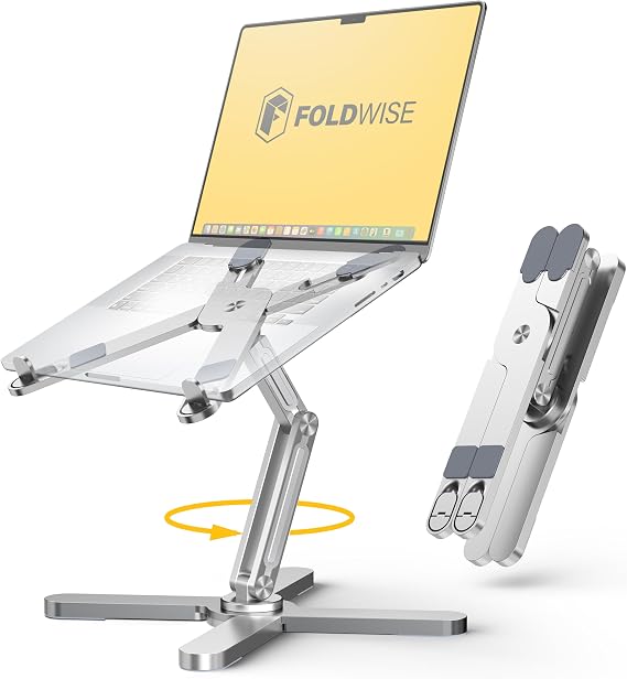 FoldWise X Premium Laptop Stand for Desk, 100% Aluminium with 360° Rotation