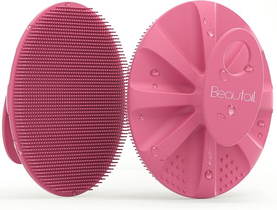 BEAUTAIL Silicone Body Scrubber, Gentle Exfoliating Brush on Sensitive Skin | Soft Silicone Shower Scrubber for Body, Bathroom Essentials for Women, Men & Kids, More Hygienic than Loofah. 1-Pack, Pink