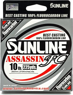 Sunline Assassin FC Fluorocarbon Fishing Line 100% Fluorocarbon, P-Ion Technology, Multiple Line Weights & Spool Sizes