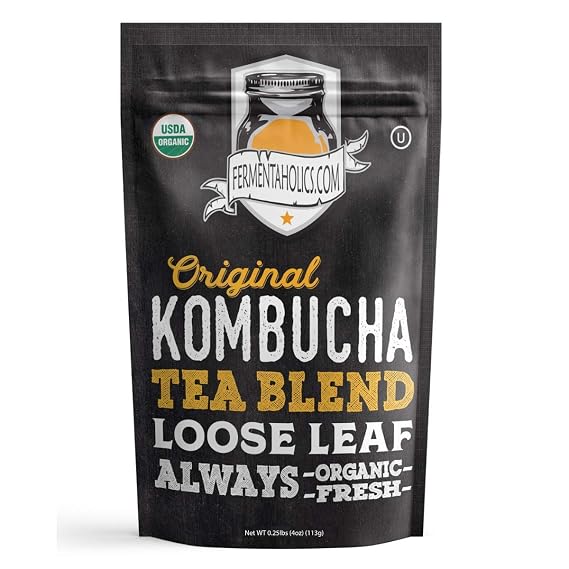 Fermentaholics USDA Certified Organic Kombucha Tea Blend | Kosher Certified | Organic Black and Green Tea Blend | Loose Leaf