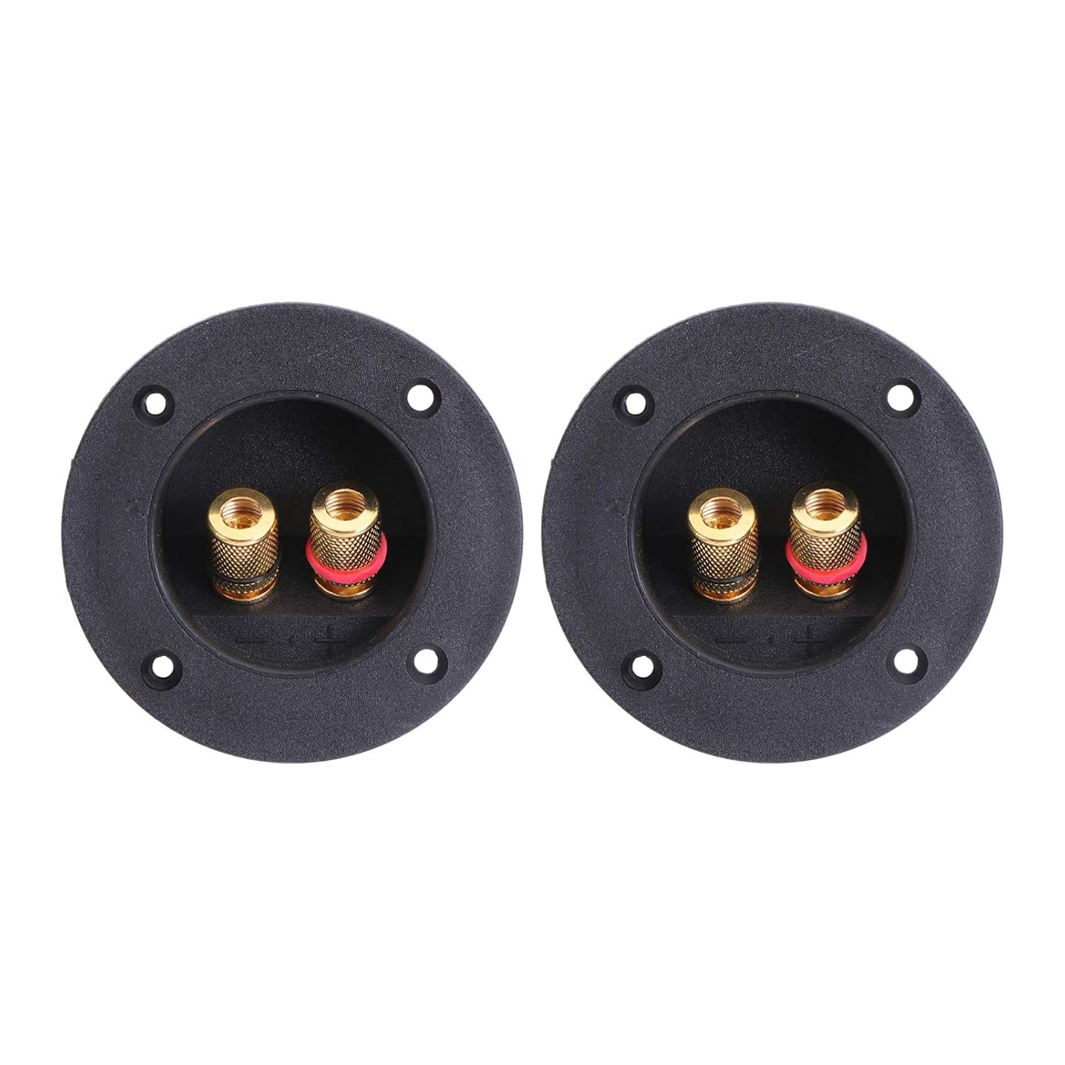 Healifty Speaker Box Terminal Cup 2-Pack Round Copper Binding Post Connectors for Home Audio Subwoofer Systems DIY Speaker Terminals