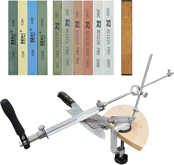 Knife Sharpener Professional Stainless Steel Kitchen Chef Knife Sharpener Home Knife Sharpening Kit Abrasive Holding System Tools with 10 whetstones (SET-A)