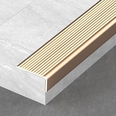 HJXGQJM 90cm Aluminium Safety Corner Edge Guard Strip, Flooring Stair Nosing Edge Profile, Staircase Step Edge Protector Strip with Antislip Fluted, Suitable for All Weather Conditions