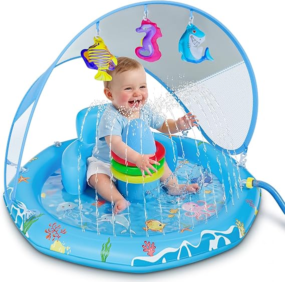 Verdenu Baby Splash Pad with Detachable UPF 50+ Canopy
