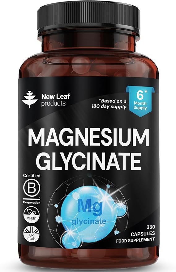 Magnesium Glycinate - 360 High Strength Capsules Pure Magnesium - 1040mg Providing 208mg Elemental Per Serving - Bones, Muscle Health, Vegan, UK Made