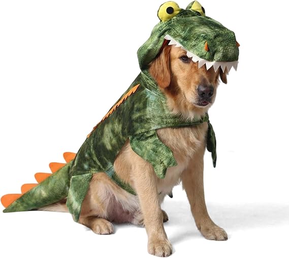 Halloween Crocodile Dog Costume Small Large Dog Clothes Dog Party Dress (S, Green)
