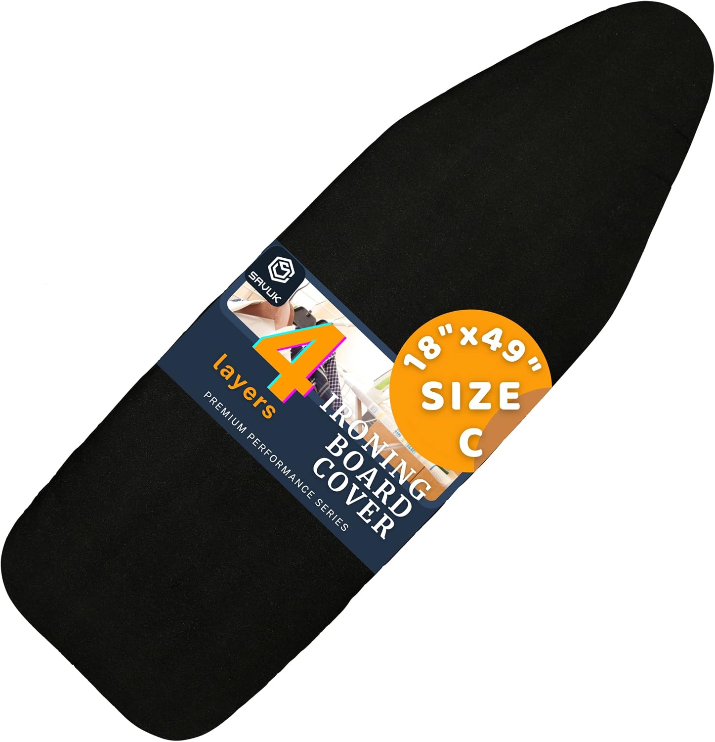4 Katmanlı Ütü Masası Kılıfı,Ütü Masası Örtüsü,Ütü Masası Bezi,Silikon Kaplı Isı Dayanıklı 55x135 cm Siyah Renk