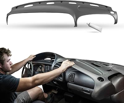 DashSkin Dash Cover Compatible with 1998 1999 2000 2001 Dodge Ram 1500 98-02 Ram 2500 & 3500 in Agate Grey - Hard Molded Plastic Dashboard Cap