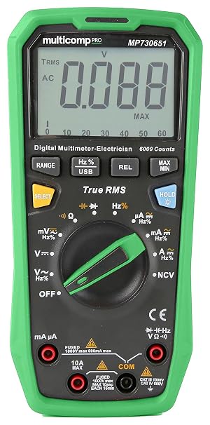 Digital Multimeter, Handheld, True RMS. 10A, 1kV