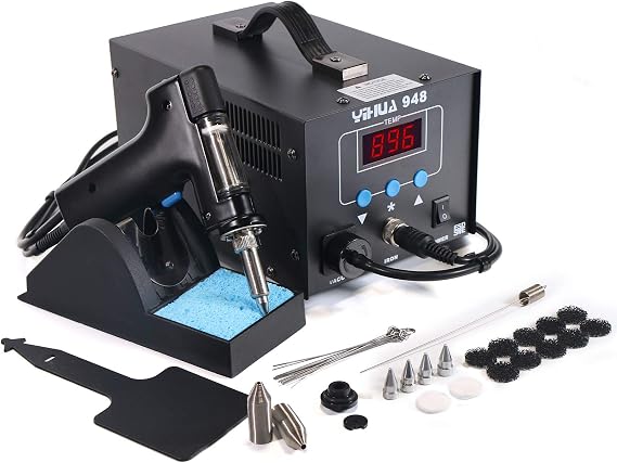 YIHUA 948 Standard Desoldering Station, 80W, with Auto Shutoff, Variable Precise Temperature (716F ~ 896F), oC/F display, Sleep Function and More.