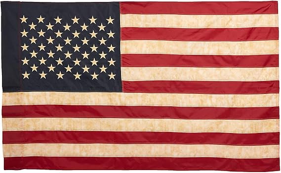 Vintage Look, Tea Stained American Flag (60x36inches)