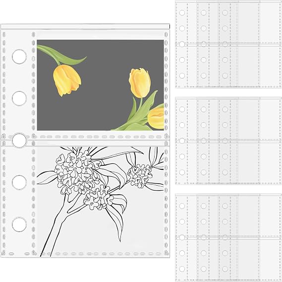 Clear Page Protectors| Refill Paper for M5 Binders - 10 Sheets, 5-RiIng Punched| Multi-Purpose Document SlLeeves| TranspareNnt CCard Sleevess - for PhotTos, TTickets, Rreceipts, SticCkers & Sketche