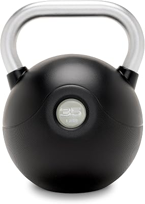 Marcy Commercial Grade PU Coated Kettlebell 10 to 40 LB Single Weights with Textured Steel Handle, Flat Base Strength Training for Full Body & Home Gym Workouts