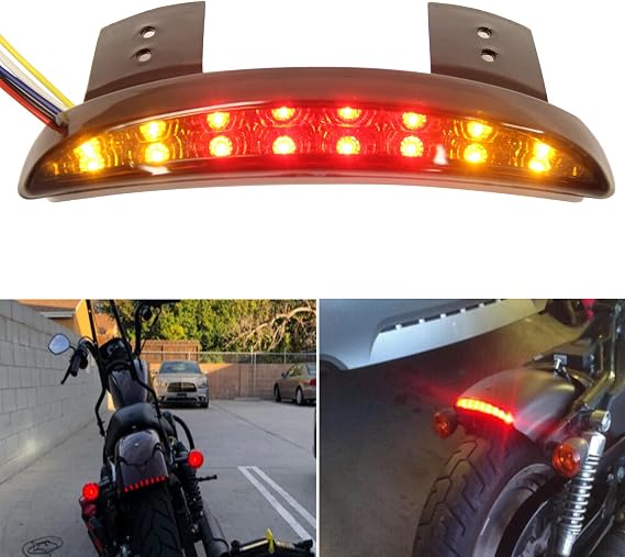 Motorcycle Chopped Rear Fender Edge LED Brake License Plate Tail Light Stop Running Light Turn Signal Lamp for Harley Sportster XL883N 1200N XL1200V XL1200X