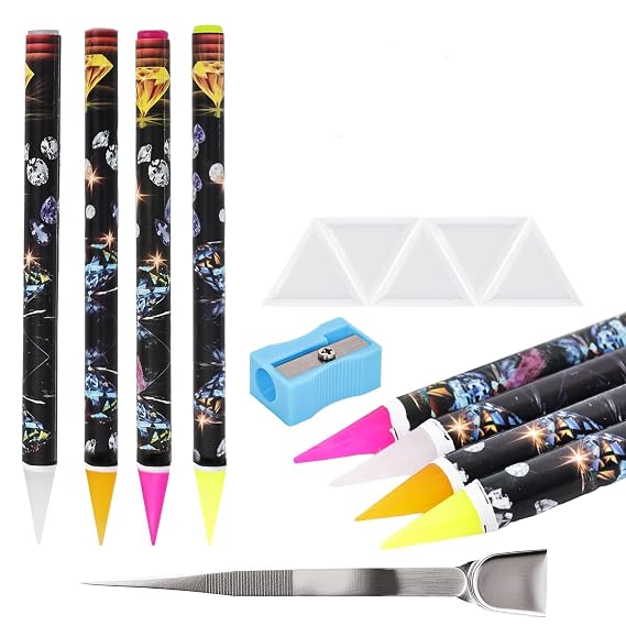 20 Pcs Rhinestone Picker Tool,Wax pencil for Rhinestones and Diamond Painting, 8 rhinestone pen tool and 10 Rhinestone Trays rhinestone tools for Nail Art Diamond Painting