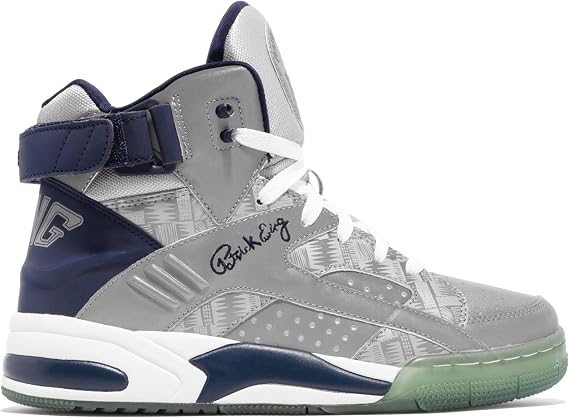 Ewing Patrick Athletics Eclipse Silver/Grey/Navy Shoes Reflective Upper, Removable Ankle Strap, EVA Midsole; Size 8