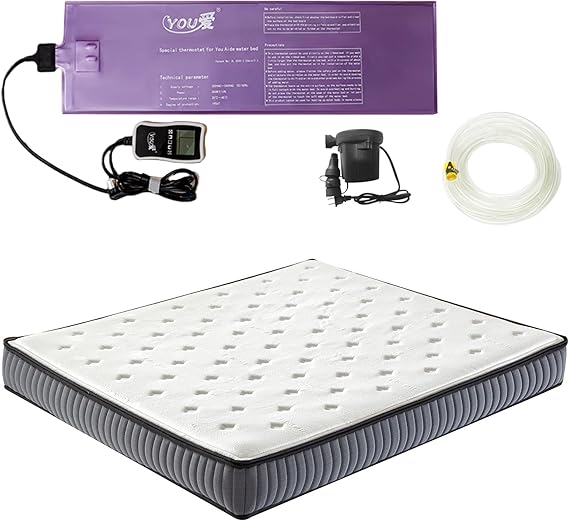 Waterbeds Mattress,95% Waveless PVC Water Bed with Thermostat, Both Water and Air Can Be Used, Foldable Waterbed Mattress, Water Bed Without Additional Frame (California King-72" x 84")