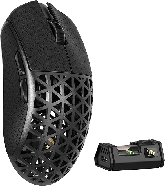 MAMBASNAKE M5 Ultra Carbon Fiber 8KHz Wireless Gaming Mouse,PAW3950 Sensor 42K DPI,39g Lightweight Tri-Mode 2.4GHz/BT/Wired Computer Mice,Web Driver Support,for Win/Mac/FPS/MOBA/Esports-Black(B)