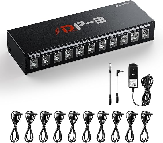 Donner DP-3 Guitar Pedal Board Power Supply with 10 Isolated DC Outputs