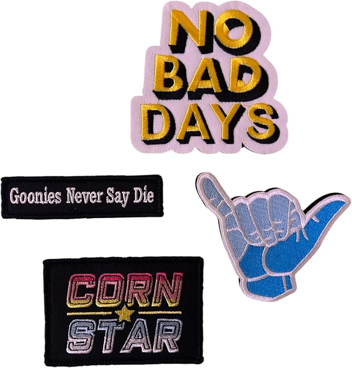 4 Pack Hook and Loop Patches, Patch- 4 Popular Designs, Christmas Gift, Cornhole, Hook and Loops, 80s Movies, Corn Hole