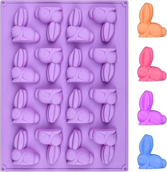 Easter Silicone Molds 3d Bunny Chocolate Mold 16 Cavity Easter Candy Mold Rabbit Shape 2.36 inch