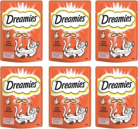 Dreamies Kuru Kedi Ödül Maması, Tavuklu, (6 x 60 G)