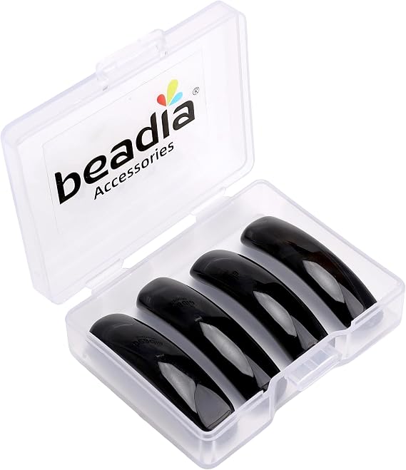 BEADIA Natural Curved Black Agate Stone Beads 36x10mm 4pcs for DIY Bracelet Jewelry Making