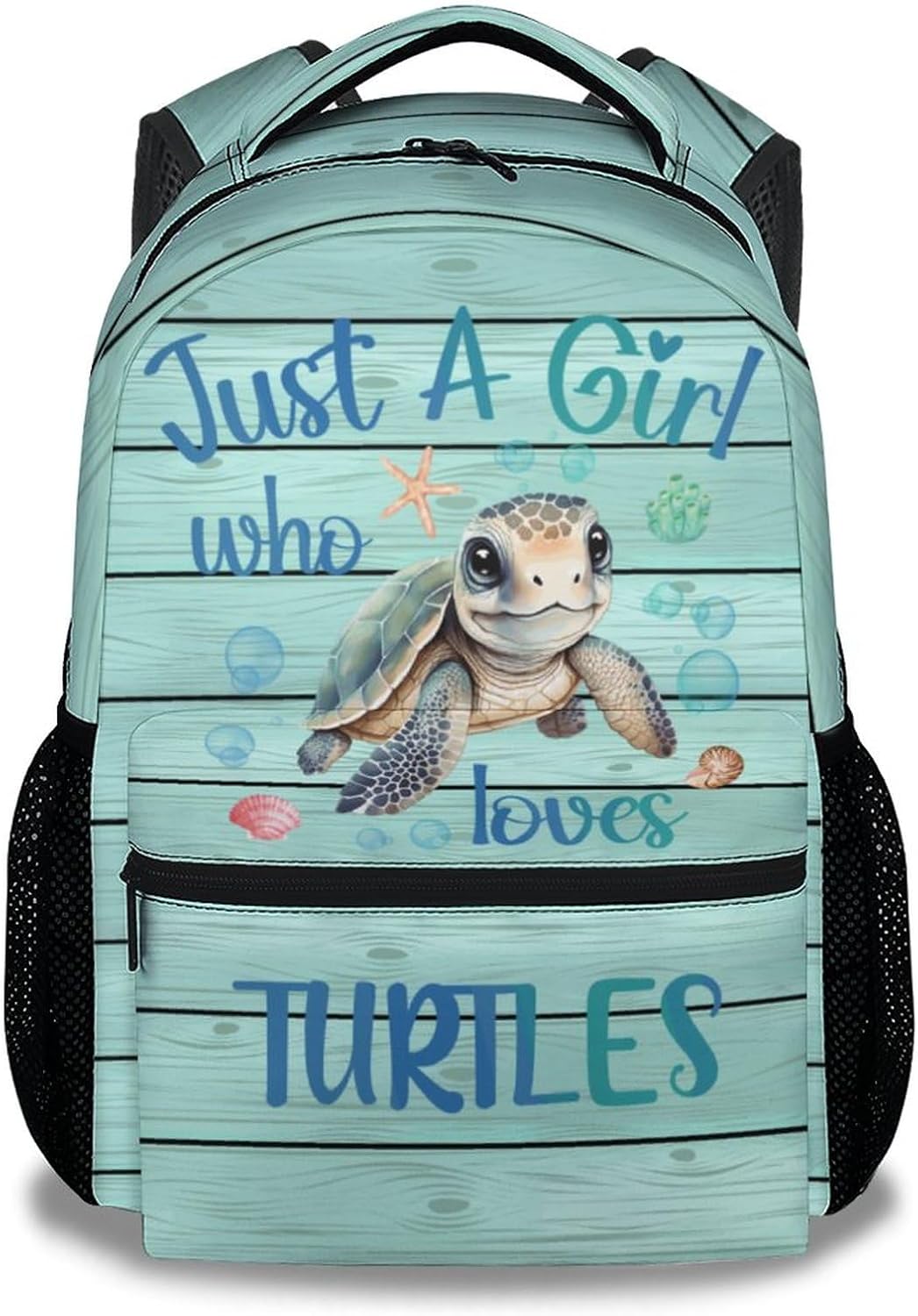 Sea Turtle School Backpack for Kids, 16 Inch Green Backpacks for Girls, Cartoon, Durable, Lightweight