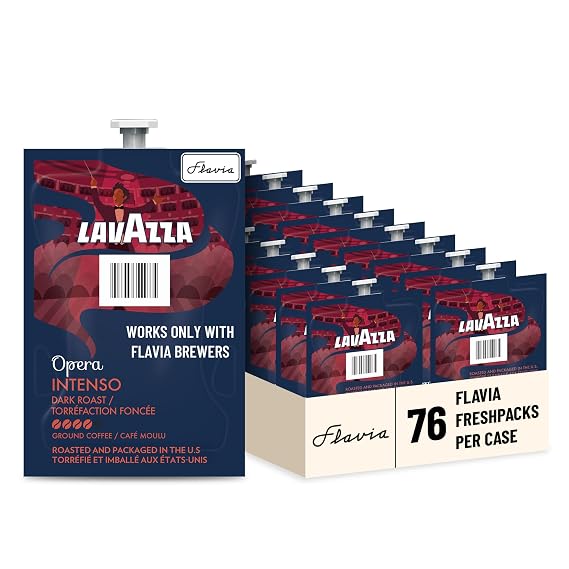 Flavia Lavazza Opera Intenso Coffee Freshpacks, Works Only with Flavia Brewers, Dark Roast (Case of 76)