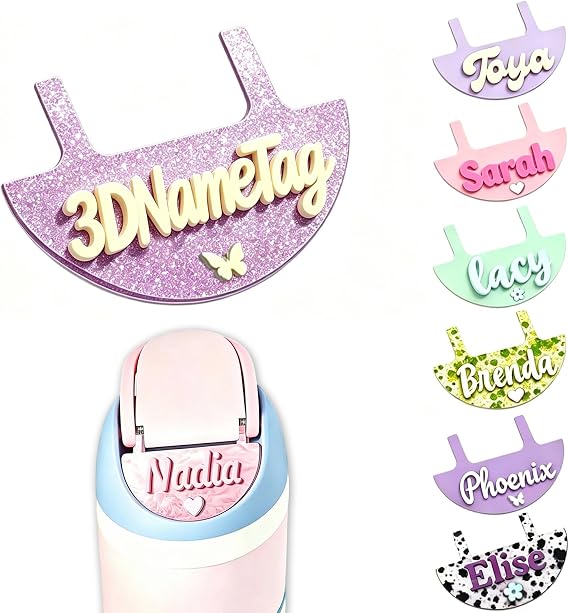 Personalised Name Plate for Owala FreeSip, 3D Lid Topper, 24oz 32oz 40oz | Polished Acrylic, Secure Bottle Identification, School and Office Use, Students, Commuters, Gift Buyers, 20 Colours, 4 Styles