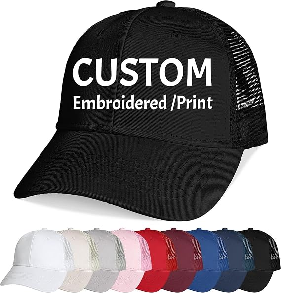 Custom Hat Design Your Own Hats,Custom Trucker hat Logo/Text,Personalized Breathable Custom Hats for Men Women Embroidered