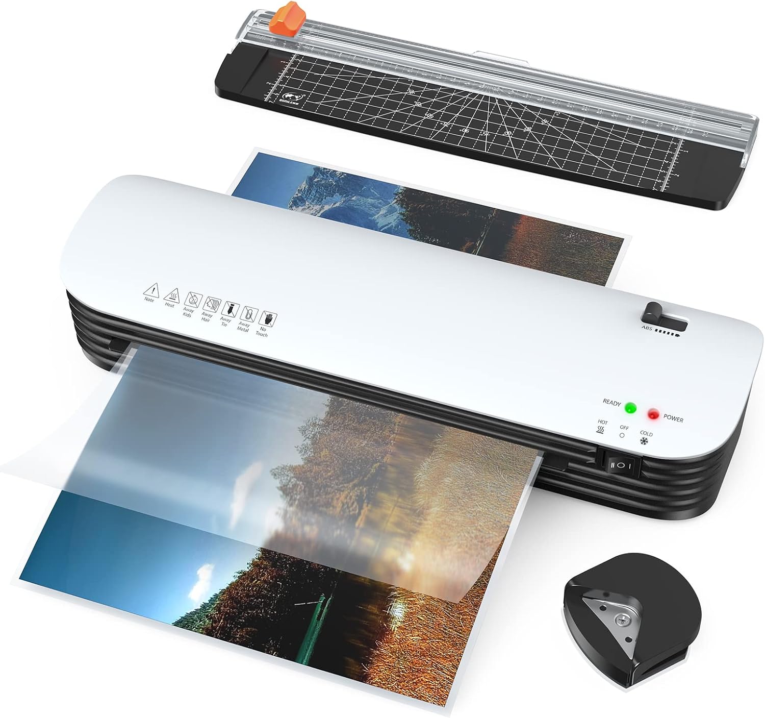 Dentoleid Laminator Machine 9inch, A4A5A6 Laminating Machine with 2 Mode Code and Hot for Teachers Home Office School Include 20 Pouches, Paper Trimmer, Corner Rounder, White