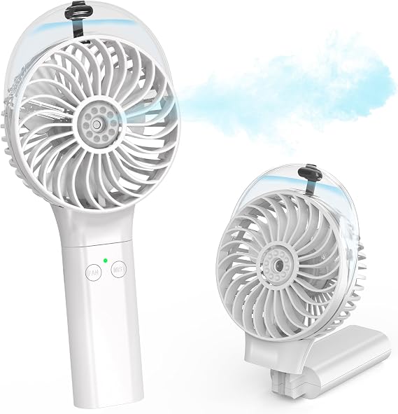 Portable Handheld Misting Fan, Nano-Mist Humidifier for Skincare & Makeup, 180 Foldable Desk Fan, Rechargeable Water Spray Fan for Disney Beach Cruise Essentials, Summer Gifts for Women Girls