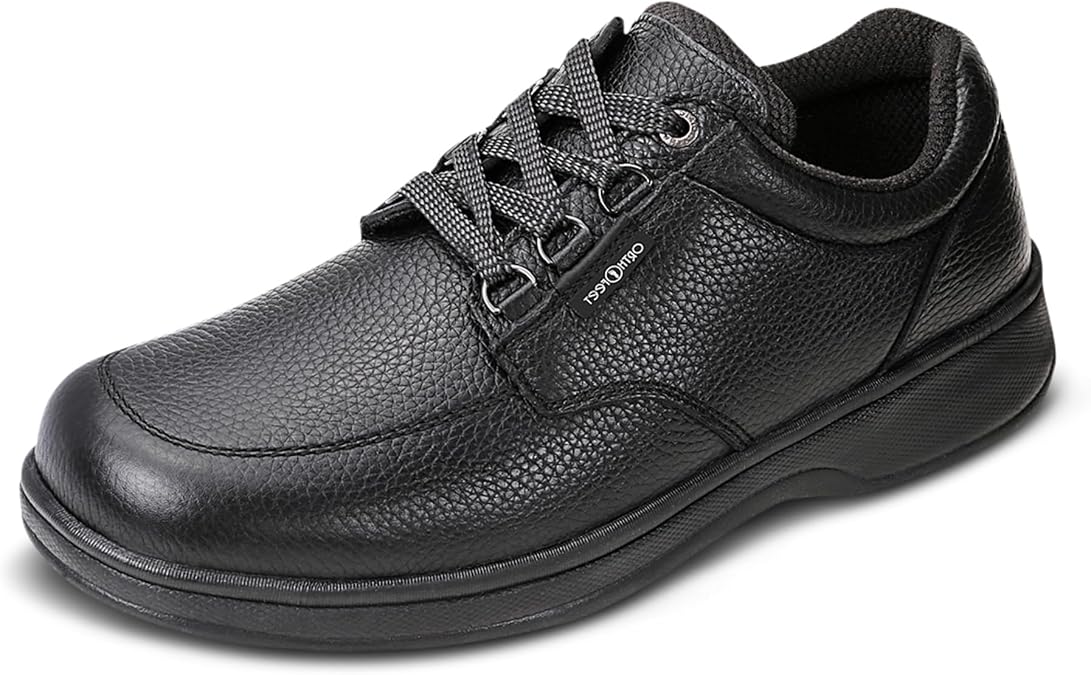 Orthofeet Avery Island Orthopedic Men's Dress Shoes | Grain Leather Formal Shoe, Waterproof, Customizable Walking Support, Ergonomic Cushioning, Wide Toe Box, Soft, Padded Lining